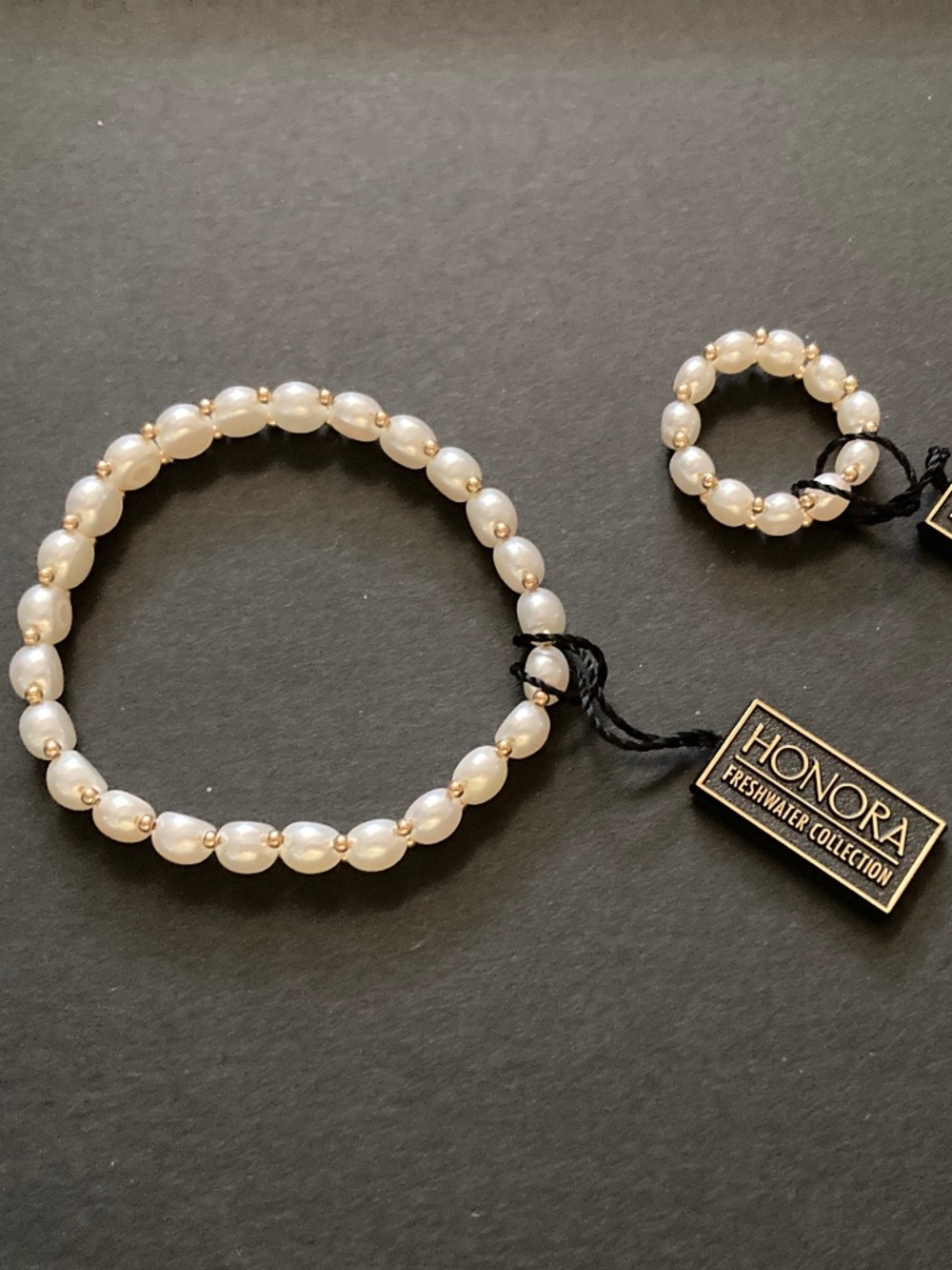 Honora Cultured Freshwater Pearl Stretch Button Bracelet/14K Yellow Gold/M/NWT! - Picture 6 of 6